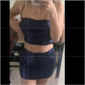 Lucy in the sky Blue sequin two piece dress